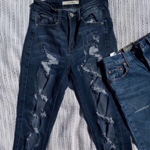 Distressed Blue Jeans